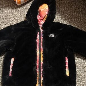 The North Face Kids Black and Pink Puffer Jacket